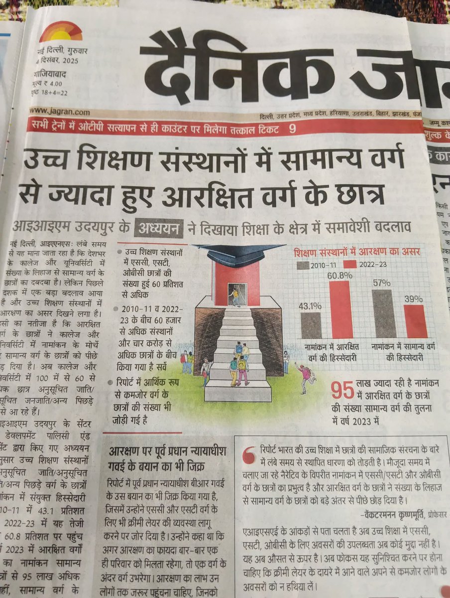 धन्यवाद <a href="/JagranNews/">Dainik Jagran</a> 
इस खबर को छापने के लिए🙏

अब यही खबर हर अखबार के पहले पन्ने पर दिखनी चाहिए!

लिखते रहिए-
#QuotaDominance