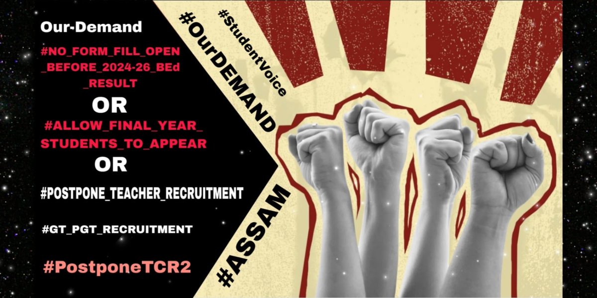 mridulbrmn06's tweet photo. Our-Demand-

#NoFormFill_Open_Before_2024_26_BEd_Result

OR

#ALLOW_FINAL_YEAR_STUDENTS_TO_APPEAR

OR

#POSTPONE_TEACHER_RECRUITMENT #GT_PGT_RECRUITMENT #PostponeTCR2 #StudentVoice 

@ranojpeguassam @CMOfficeAssam @himantabiswa @DGPAssamPolice
@HardiSpeaks https://t.co/S70sIxbxPX