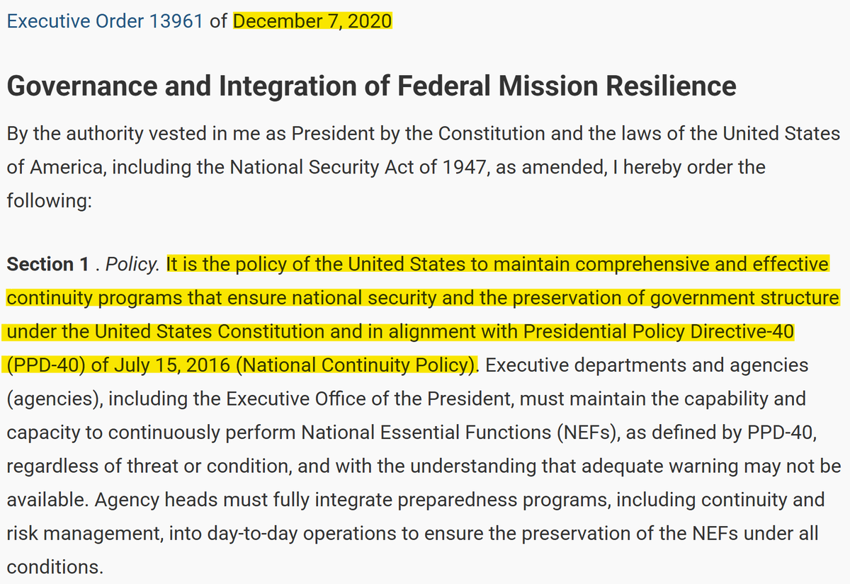 patel_patriot's tweet photo. Happy anniversary to one of the most important Executive Orders Trump ever issued: 

Executive Order 13961 of December 7, 2020

Governance and Integration of Federal Mission Resilience

🎉 https://t.co/1PHSGcGRcJ