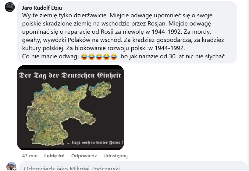 Uprzedzaliśmy z <a href="/CDzwoni/">Zygfryd Czaban</a> .
Tak wygląda stanowisko Niemców. Ziemie i miasta: Wrocław, Poznań, Gdańsk, Szczecin, Olsztyn, Polacy tylko dzierżawią. Niemcy będą żądać zwrotu tych ziem. Wcześniej, czy później.