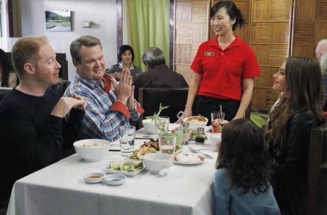 DunphyFiles's tweet image. she was also the waitress in the famous ‘i hate vietnam’ scene