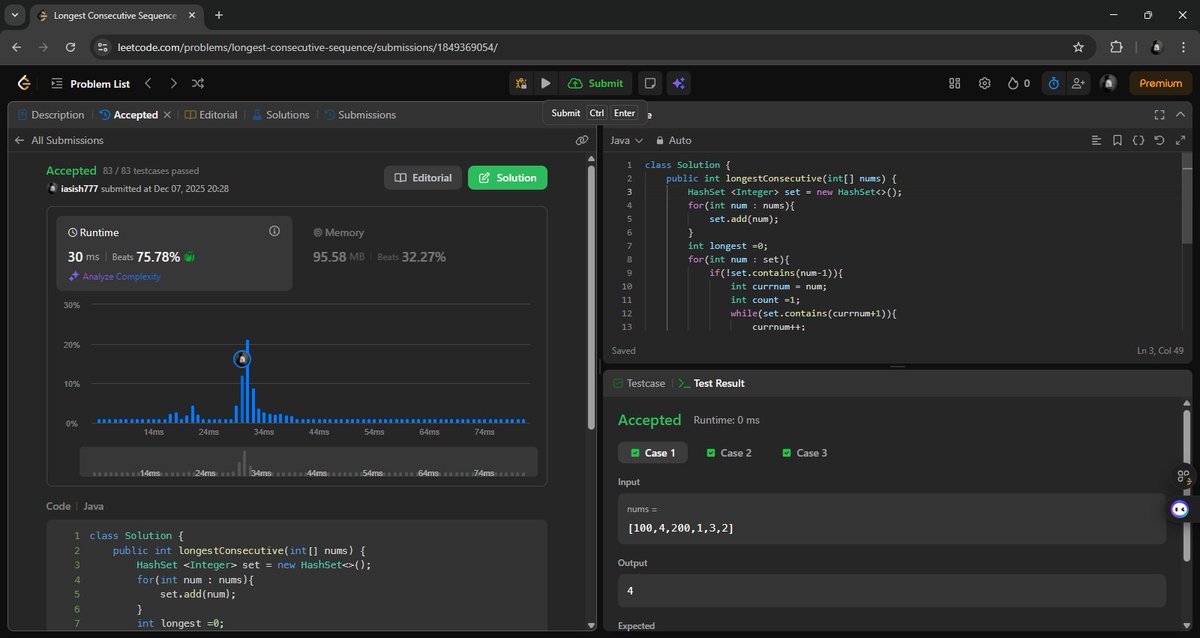 iasish77's tweet image. Day 7/180 ✅
Solved LeetCode 75 &amp;amp; 128, finished JS till arrays, DOM starts tomorrow.
25 problems done so far.
Still grinding till midnight 💻🔥
#DSA #LeetCode #BuildInPublic