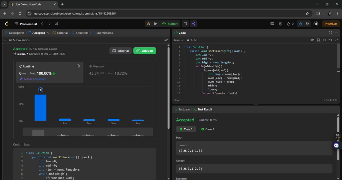 iasish77's tweet image. Day 7/180 ✅
Solved LeetCode 75 &amp;amp; 128, finished JS till arrays, DOM starts tomorrow.
25 problems done so far.
Still grinding till midnight 💻🔥
#DSA #LeetCode #BuildInPublic