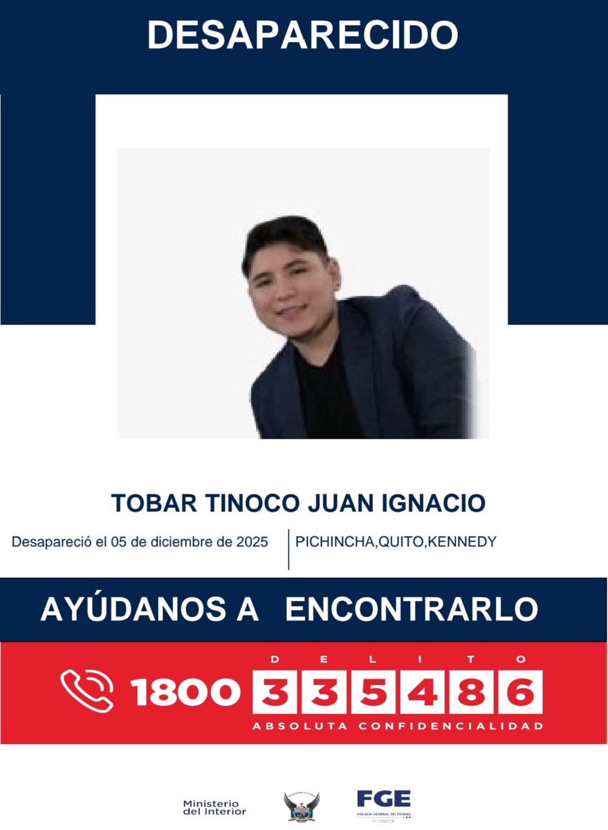 ¡ATENCIÓN!

Vamos a encontrarlo. 

Juan Ignacio conducía un carro Chevrolet Ónix Azul, con placas PDL9852. Por favor si alguien conoce de su paradero enviar información al 1800 335486