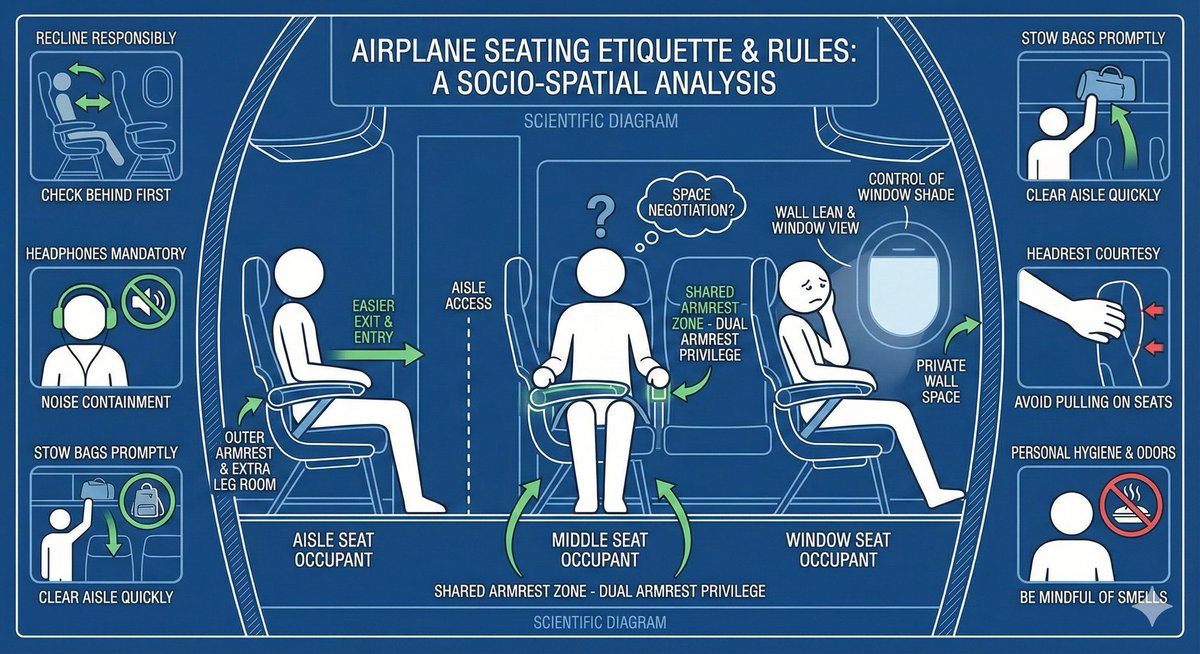 One of the social causes I'm passionate about is that people in the middle seat deserve the right to both armrests. Middle seat would be much less miserable if people respected this. Aisle gets extra leg room. Window gets something to lean on. Middle gets both armrests.