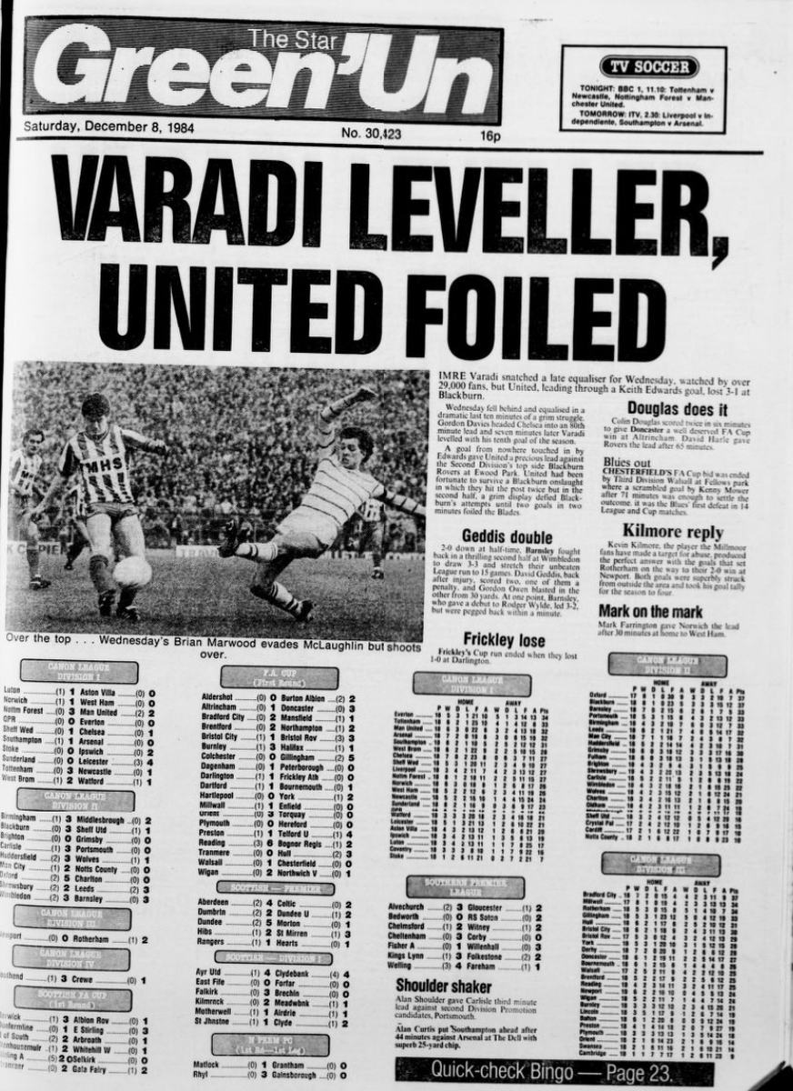 Dunsbyowl's tweet photo. #OnThisDay 41 years ago Wednesday were 8th in Division 1 after playing & drawing their 2000th 1st Division game at Hillsborough 1-1 with
@ChelseaFC
On Mike Lyons 33rd birthday, a welcome 87th minute equaliser for #SWFC by
@imre_banana Att 29,373 #WAWAW #greatdays https://t.co/K4uwtYQpl1
