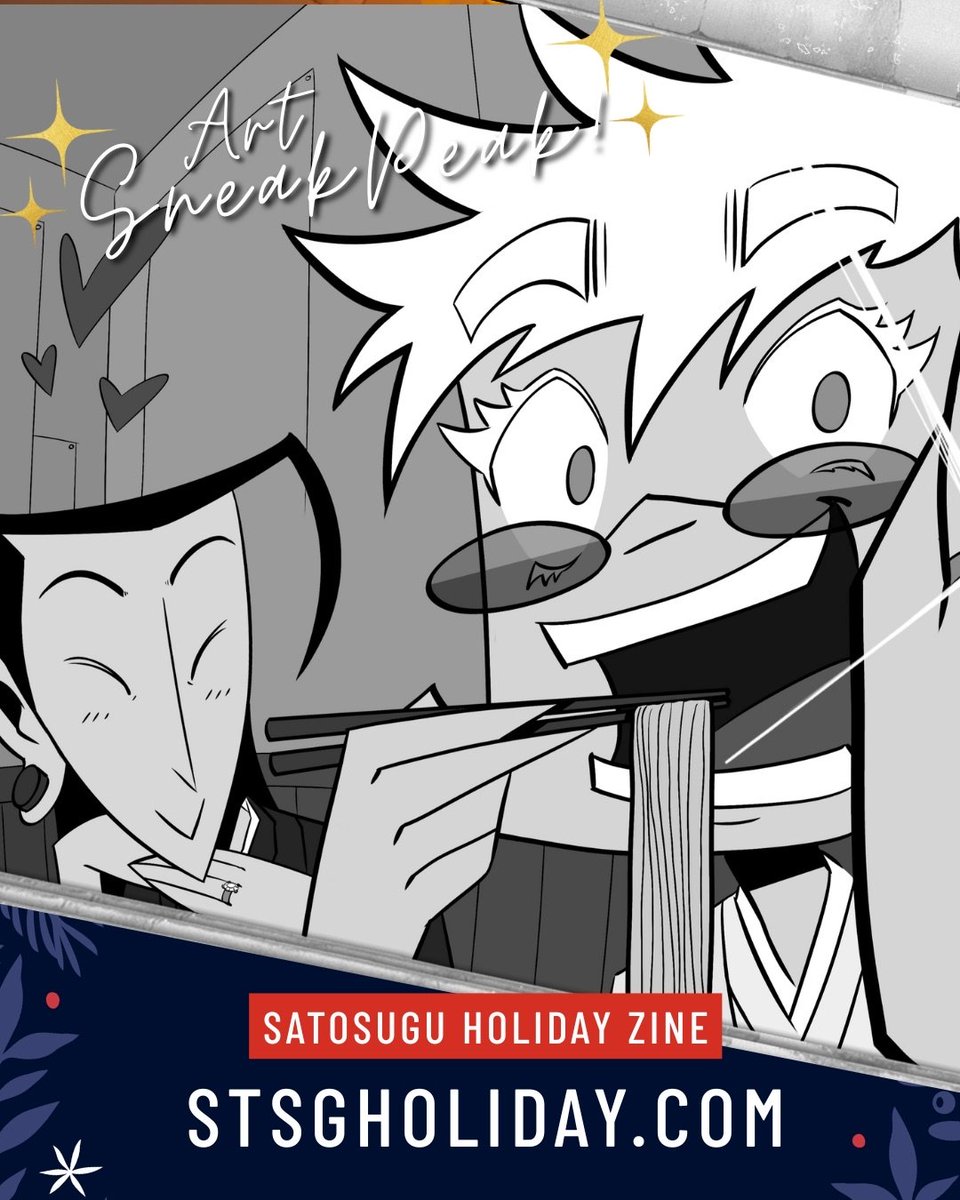 Hello everyone! Here's the sneak peek for my piece for the <a href="/StSgHoliday/">StSgHoliday</a> zine 💙 You can still grab a copy!!! #Satosugu