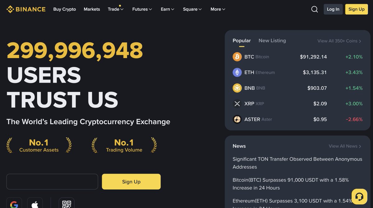 cz_binance's tweet image. Just taking a screen shot of the @binance homepage.