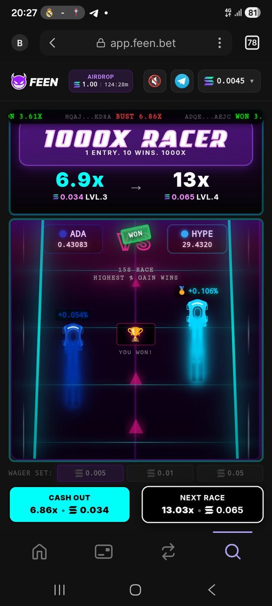 New submission on the feen challenge, hit a 24x. Cool cash and you are still probably fading.
#feentime <a href="/FEENTIME/">FEEN</a> 

Use this link to the site: app.feen.bet/NEVBX