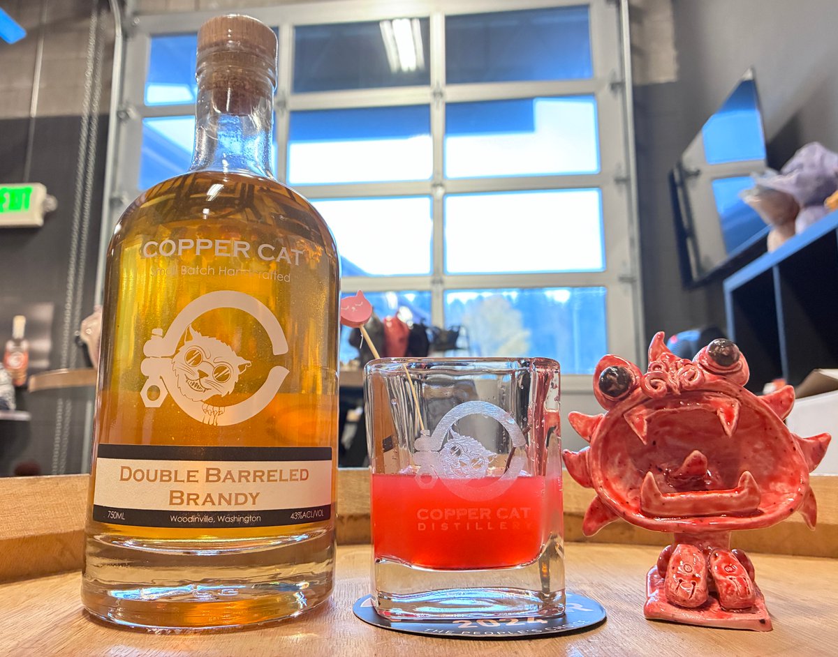 CopperCatLLC's tweet photo. December special cocktails are now available in our tasting room: Bing's "Hong Bao" ( Red Envelop ) vs. Jess' "Naughty or Nice". We also have a special smoked old fashioned with our Triticale Whisky, the recipes: https://t.co/vDlQjEQ6nE Cheers! https://t.co/JJH3FEOMUC