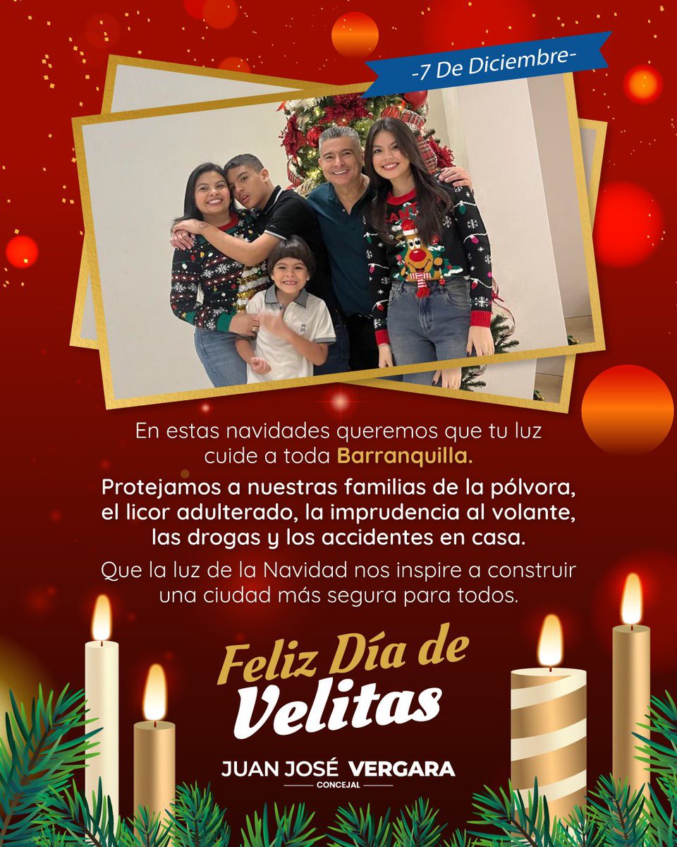 En estas navidades queremos que tu luz cuide a toda Barranquilla.🕯️Protejamos a nuestras familias de la pólvora, el licor adulterado, la imprudencia al volante, las drogas y los accidentes en casa.
Que la luz de la Navidad nos inspire a construir una ciudad más segura para todos.