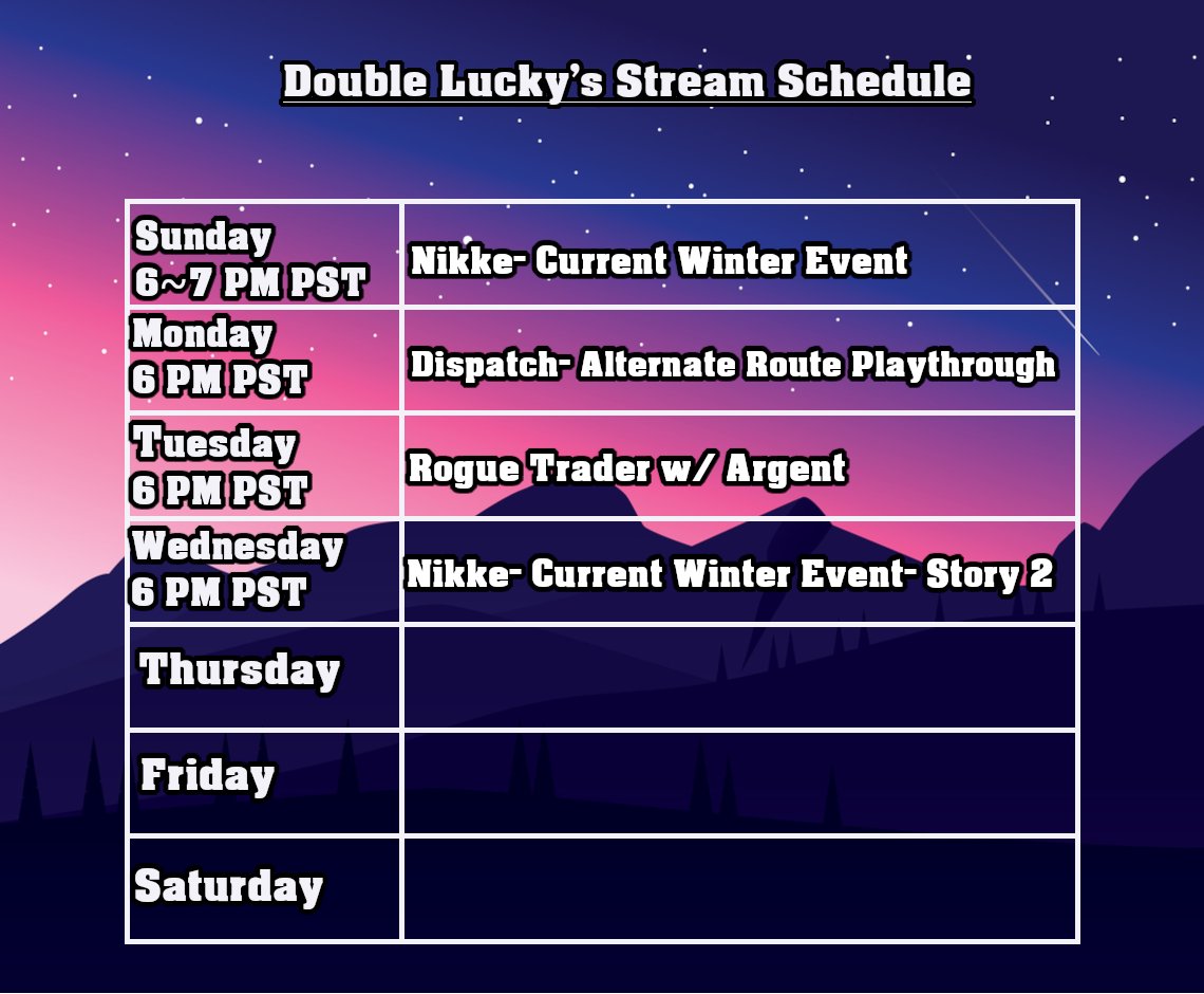 DaburuLucky's tweet photo. Alright, we're gonna have a good time this week with the current Winter event in Nikke this week, surely facing no sadness this time around. And Dispatch was so good, I gotta see what the opposite path I took is like. https://t.co/8MEWWU8wNt