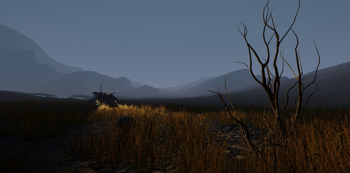 Poly_Chimp's tweet image. Letting Missile Carrier dude roam the planes. He found a dead shrub :D #unity3d #gamedev