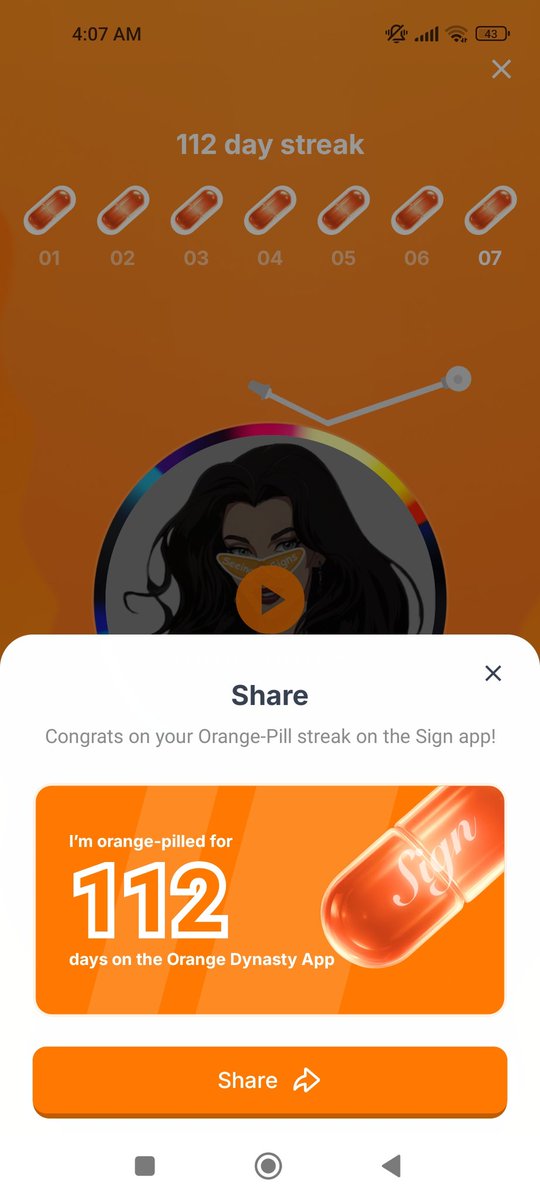 I've been Orange-Pilled and Seeing Signs for 112 days 👀🧡🐉.Join the app and be a better version of yourself! Keep being consistent always fam🧡🧡 Gib me oranges now hehehehe🍊🎉🥳