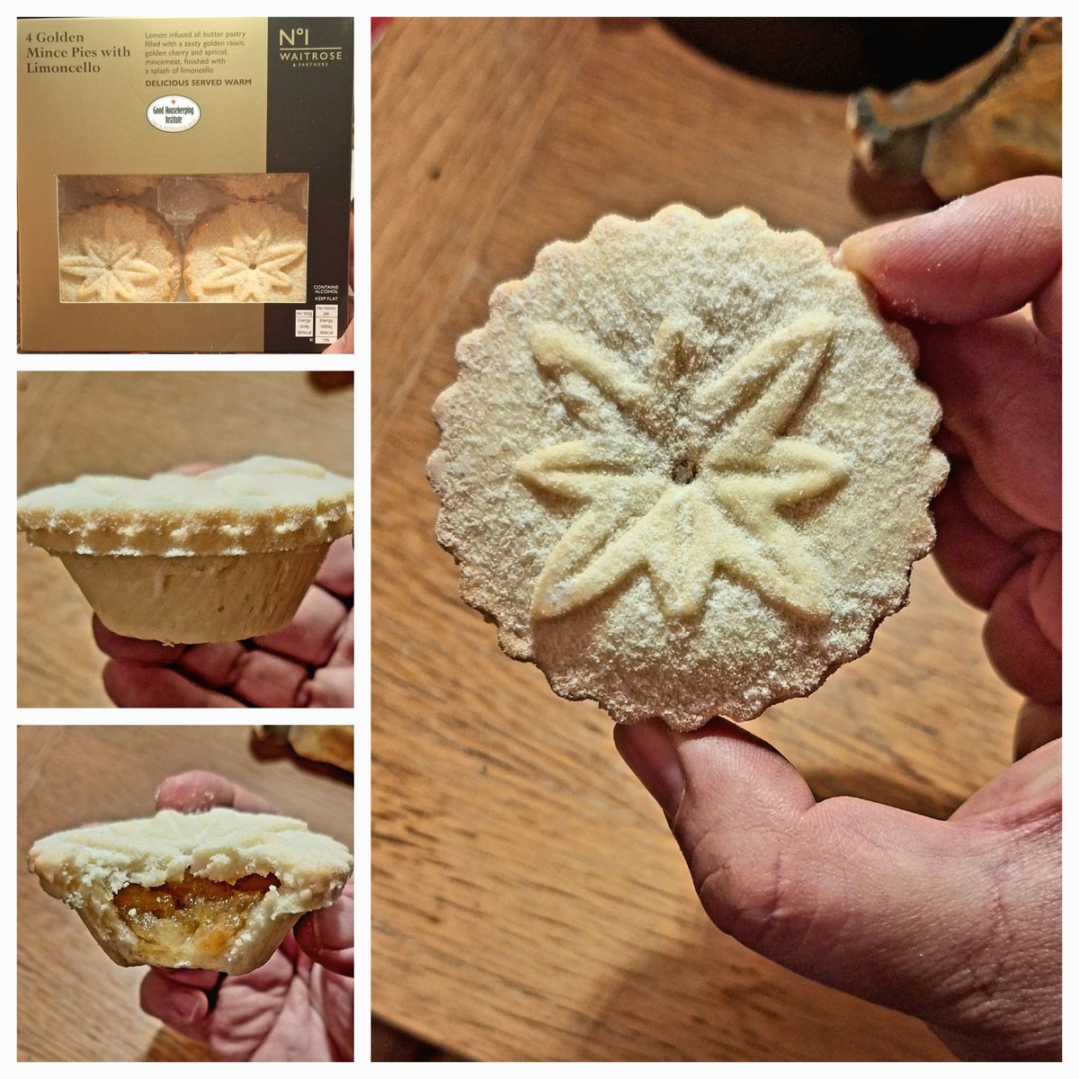 _WillWong's tweet photo. Hi @waitrose I am a co-founder of The Mince Pie Appreciation Society and at a recent panel tasting of your Golden Mince Pie with Limoncello, we found that when warmed (as per instructions), this Pie lost some of it's unctuousness. However, eaten at room temperature - delicious! https://t.co/JtMs3P8y4O