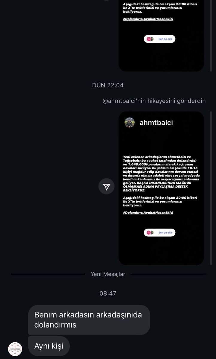 ahmtbalci's tweet photo. Böyle mesajlar geliyor. Birçok mağdur var! İnsanlar bizimle sesini duyurmaya çalışıyor. Nitelikli dolandırıcılık yaparak birçok kişinin canını yakan malına çöken biri hala nasıl dışarda olur? Maalesef adaleti yine sosyal medya sağlayacaktır! Lütfen destek olun.. @Mugeanliatvde @sedat_peker @rojdaaltints_ @eceuner12 @erincsagkan @SedefKabas @sabansevinc2 @muratagirel @aydinsule1 @timursoykan @tvOnlar @haskologlu @saygi_ozturk @ersanbarkinn @sokakkedisitv @theburaakk @ilteryesiltas @OguzhanUgur @bernalacin35_5 @nevsinmengu @nihatsirdar @Armagan_caglaya 
#DolandırıcıAvukatHasanEkici
 #AileYılı #SonDakika #AdaletinYüzyılı #TürkiyeYüzyılı #SedatPeker #CovidYasası #Deprem