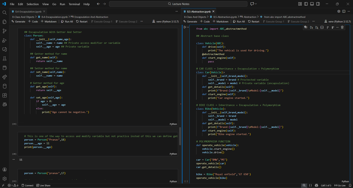 PranavG_23_'s tweet image. 📅 Day 11 &amp;amp; 12 – Data Analytics Journey

🔹 Python:
• Learned encapsulation, abstraction, magic methods, operator overloading, custom exceptions
• Built a program using polymorphism, encapsulation, abstraction &amp;amp; inheritance

🔹 SQL:
• Solved 30 JOIN questions

#DataAnalytics