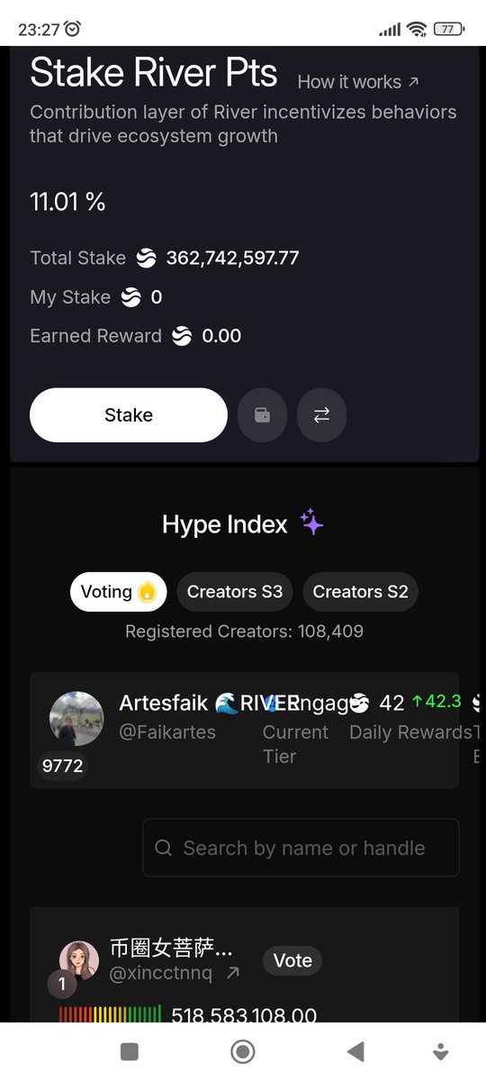 Puanlar geliyor yeterki etkileşime girelim. RT, beğen yorum unutmayalım  <a href="/River4fun/">River4FUN 🐝</a> <a href="/RiverdotInc/">River</a> $Riverpts