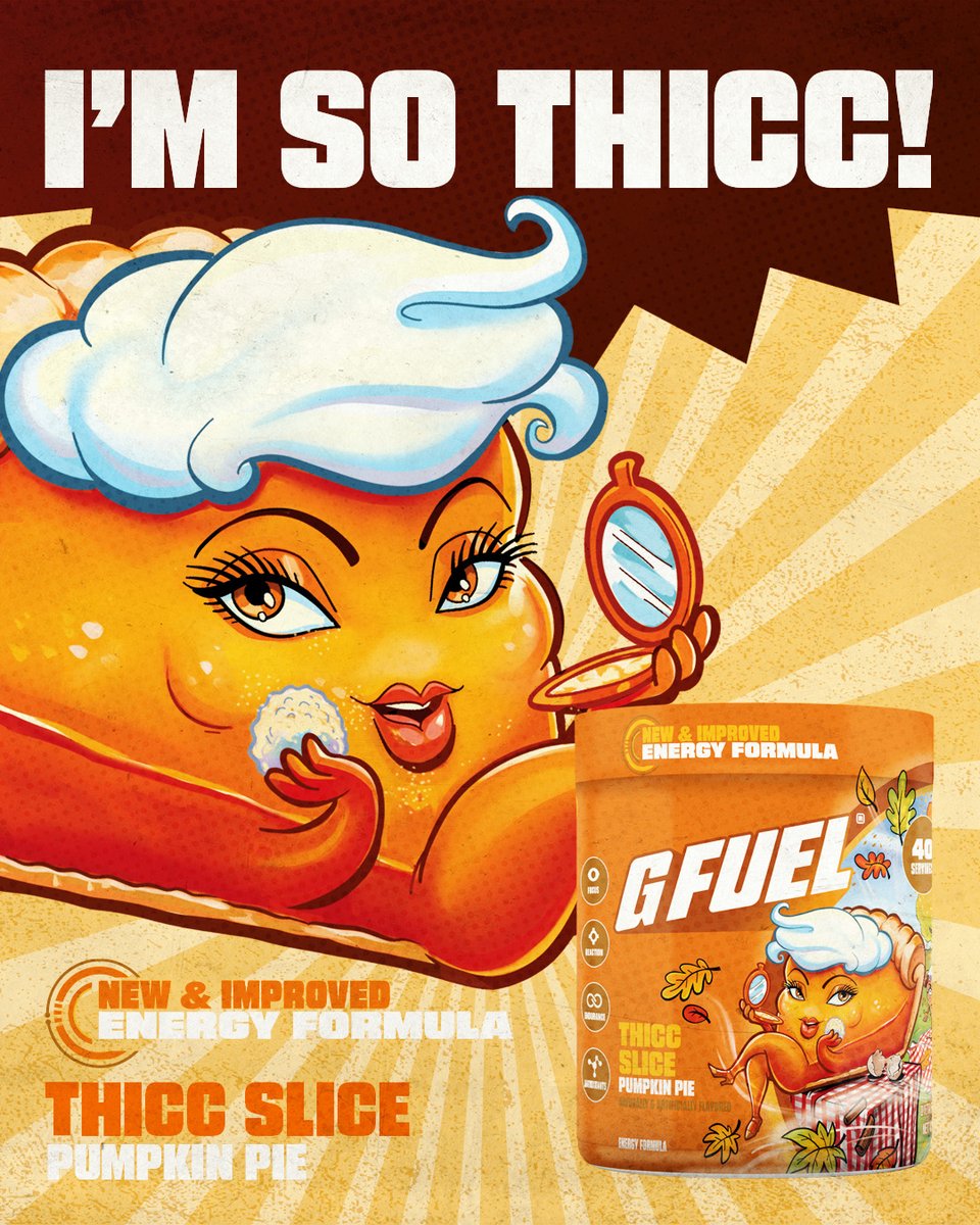 GFUELDISCOUNT's tweet photo. PRE-ORDER NOW! Get the Thicc Slice Tub at https://t.co/3GgCSKRcsi. Use code ESPORTSMOBILE to get it at a 30% Discount. This Pumpkin Pie Flavor is delicious! #GFUEL #Energydrinks #Discount #DiscountCode #Energydrink #HolidaySeason #PumpkinPie https://t.co/MMwzRC47UL