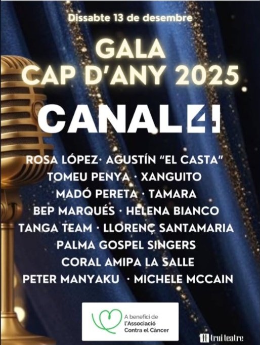 carmelillatata1's tweet photo. 🔴El proximo sábado, 13 de diciembre, a las 18h

@RosaLopez, @Tamara_online y más artistas en la Gala de Cap d’Any de @GRUP4COM, que celebra su tercer año consecutivo en #TruiTeatre

 #PalmaDeMallorca #Navidad https://t.co/aJmEzGBT3P