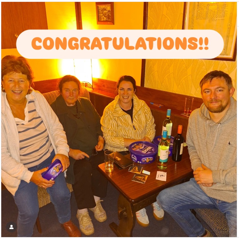 Congrats to the winners in our table quiz last night, Tom Salmon, Siobhan &amp; Louis Ward and Fionnuala Hoban. In close 2nd was the team of Mary Mc Donnell, Mairin Noone, Ann Hanahoe &amp; Donal Mc Neela. Thank you to all the teams that took part and for everyone that supported us.