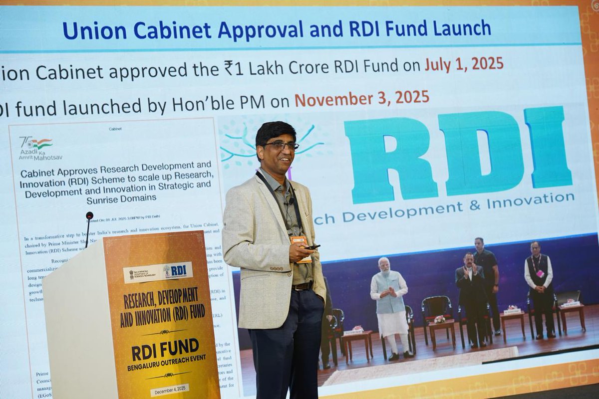 karandi65's tweet image. Last week, we had three excellent outreach sessions on #RDI – one in Bengaluru organized by ARTPARK IISc and attended by more than 500 fund managers, startups and industries; another closed-door session in our office with select representatives from