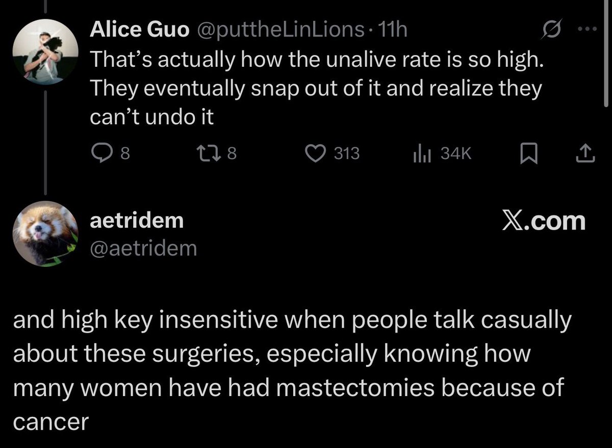How transphobic do you have to be to say getting top surgery is insensitive to women who have gotten mastectomies for breast cancer? 

It honestly shows how he views women and that he doesn’t see them as anything more than their body. Gross fuck