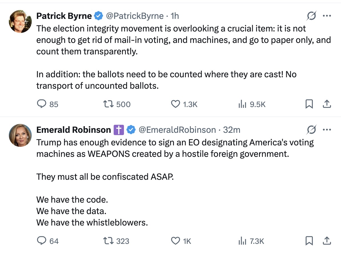 Let's All De-Boost Together!

Election FRAUD is topic suppressed.

Even though <a href="/X/">X</a> owner <a href="/elonmusk/">Elon Musk</a> played a crucial role in protecting the actual 2024 results! 

We're honored to join <a href="/EmeraldRobinson/">Emerald Robinson ✝️</a> (906K Followers) and <a href="/PatrickByrne/">Patrick Byrne</a> (418K Followers) in getting suppressed.