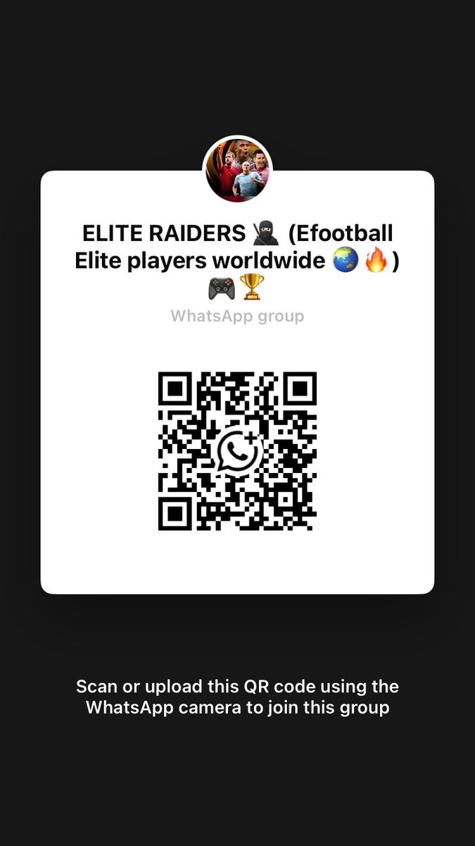 Can’t find any  Efootball group? Use the link below or bar code 

Open this link to join my WhatsApp Group: chat.whatsapp.com/IY7ADPr60Gb8LN…