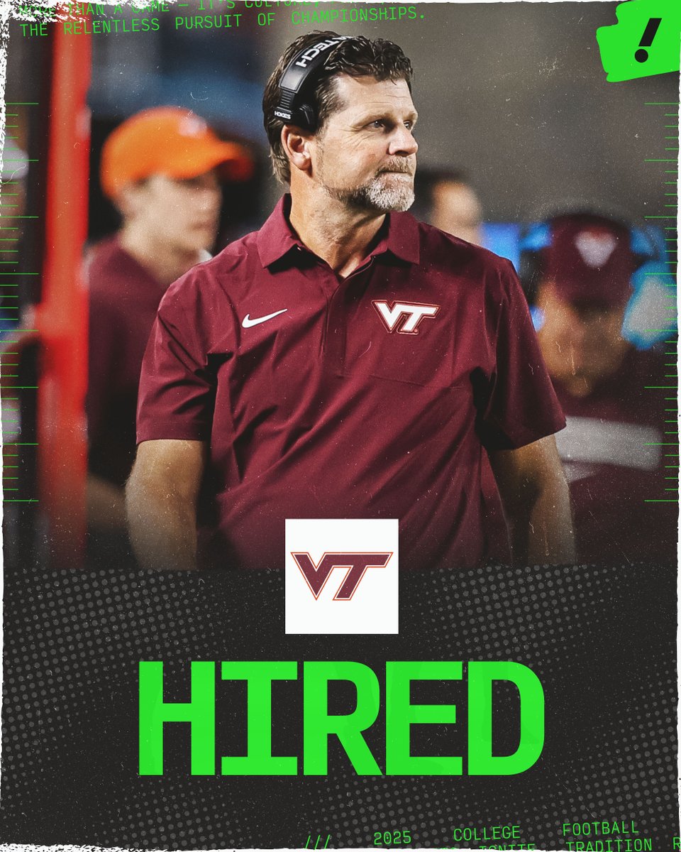YahooSports's tweet photo. Virginia Tech is hiring former head coach Brent Pry as defensive coordinator, per @PeteNakos.

Pry previously spent four seasons as the Hokies’ head coach and will now join James Franklin’s staff. https://t.co/k8EcLkEJDZ