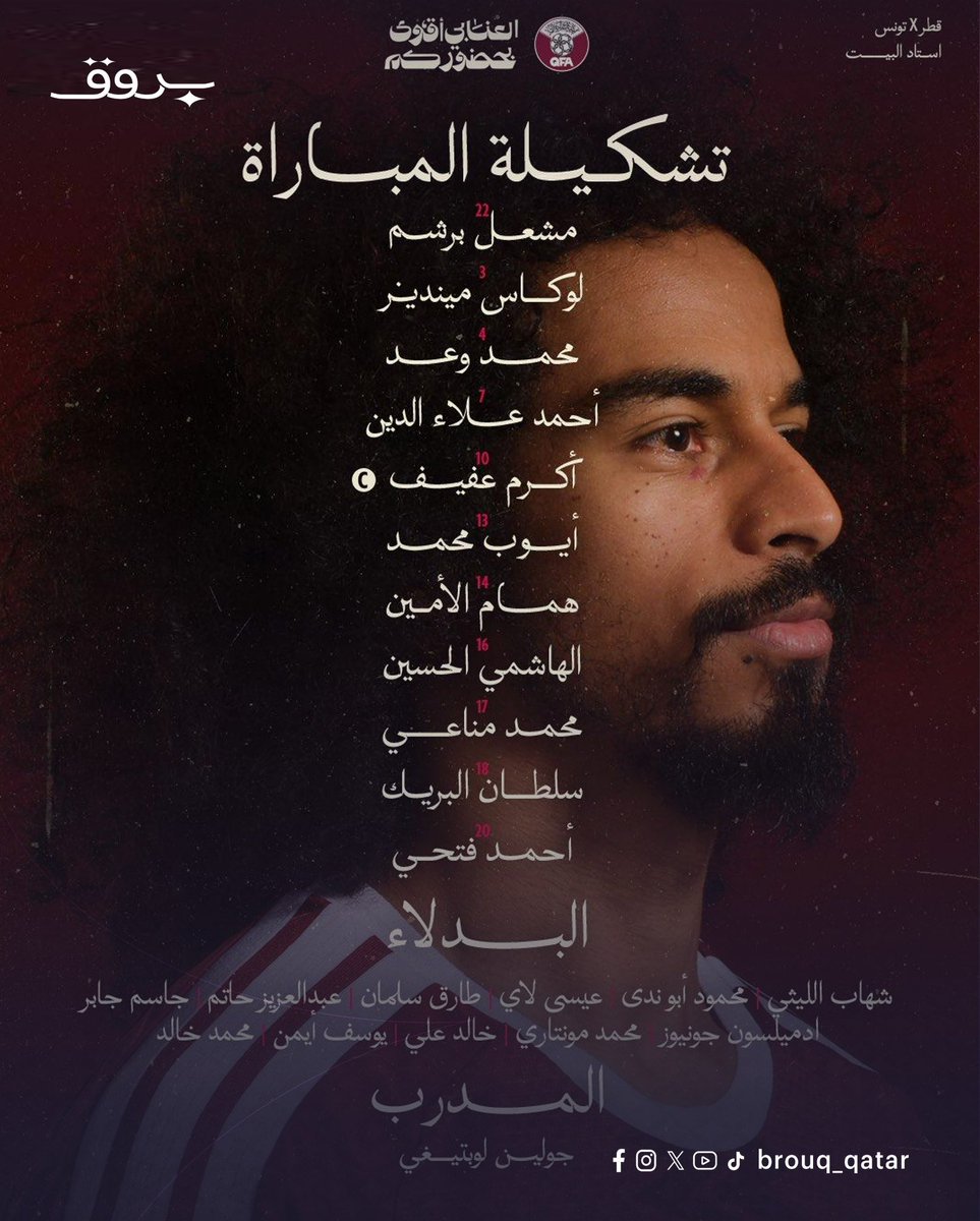 تعرف على التشكيلة الأساسية للعنابي في مواجهة تونس بالجولة الثالثة من كأس العرب.
#قطر #بروق #كأس_العرب