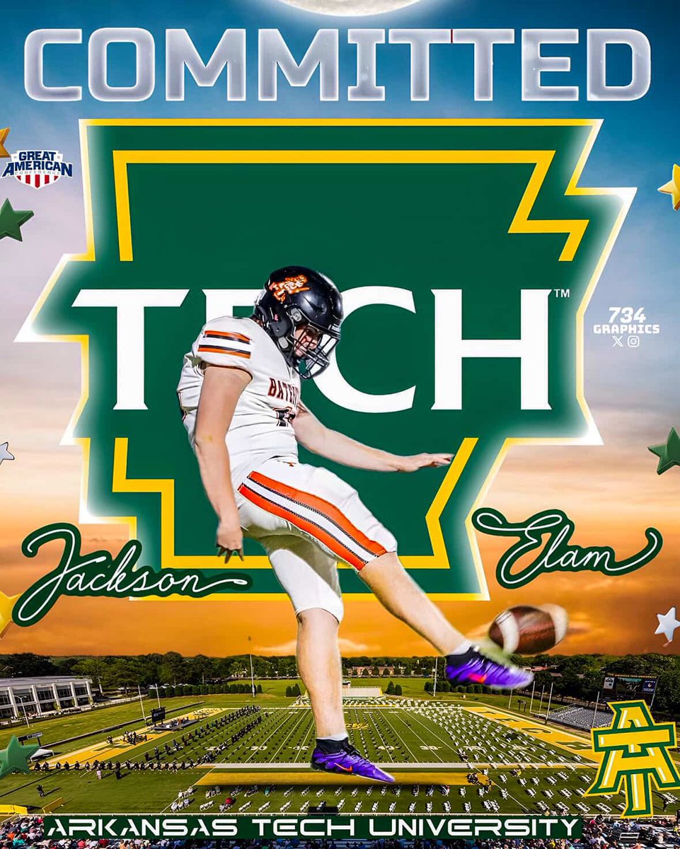 I’m blessed and excited to announce my commitment to Arkansas Tech University to continue my academic and athletic career. Thank you to my family, coaches, and teammates for pushing me to become who I am today. 

#AGTG #GoWonderboys

<a href="/CoachBonta/">Chris Bonta</a> <a href="/RoyThompsonFB/">CoachThompson</a> <a href="/FrankEspy/">Frank Espy</a>