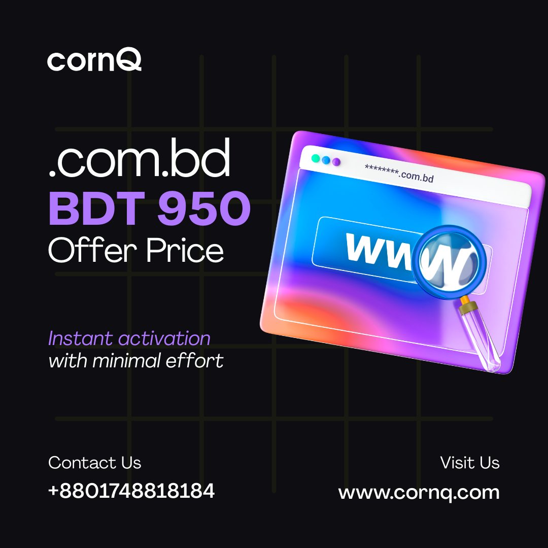 mycornQ's tweet photo. Secure your .com.bd domain for just 950 TK (VAT incl.)
Offer valid till 31 Dec 2025
Perfect for businesses, corporates and e-commerce brands
Boost credibility with a trusted Bangladeshi domain
Register now 👉 https://t.co/4RyPKK8mDb

#combd #DomainBD #BusinessBD #EcommerceBD https://t.co/TVx39KLnHv