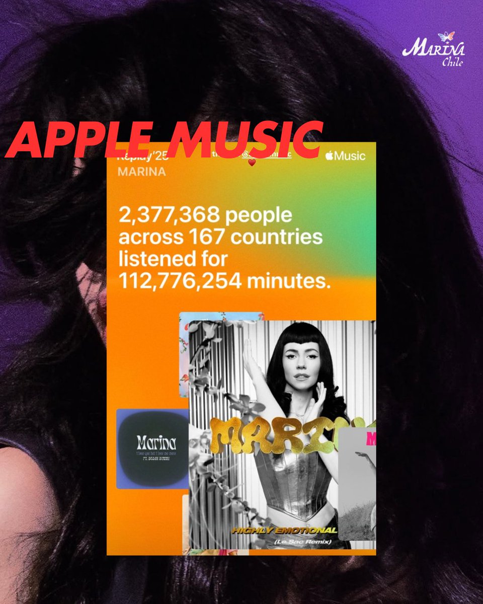 ChileMATD's tweet image. Esta semana se dieron a conocer las estadísticas y escuchas en las distintas plataformas digitales.

Marina nos compartió como fue su 2025 en Spotify y Apple Music.

Fue un gran año para nuestra Marina y el lanzamiento de su nuevo disco PRINCESS OF POWER 🎮