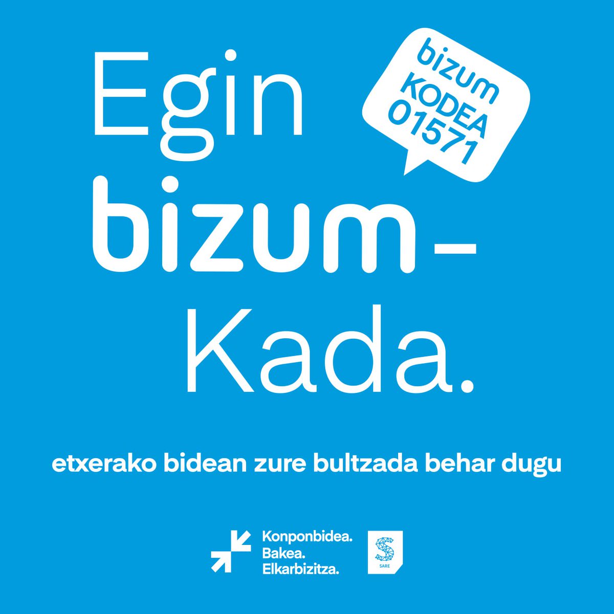 BIZUMKADA NAZIONALA! 

Etxerako bidean zure bultzada behar dugu. Egin zure ekarpena. 

Abenduraren 5etik Urtarrilaren 16ra.

📲 Gure Bizum kodea 01571

ℹ️ Ekarpenak, Txartela edo trasferentzia bidez: 
sare.eus/bizumkada webgunean

#EzinDaGehiagoLuzatu #Urt10Bilbora