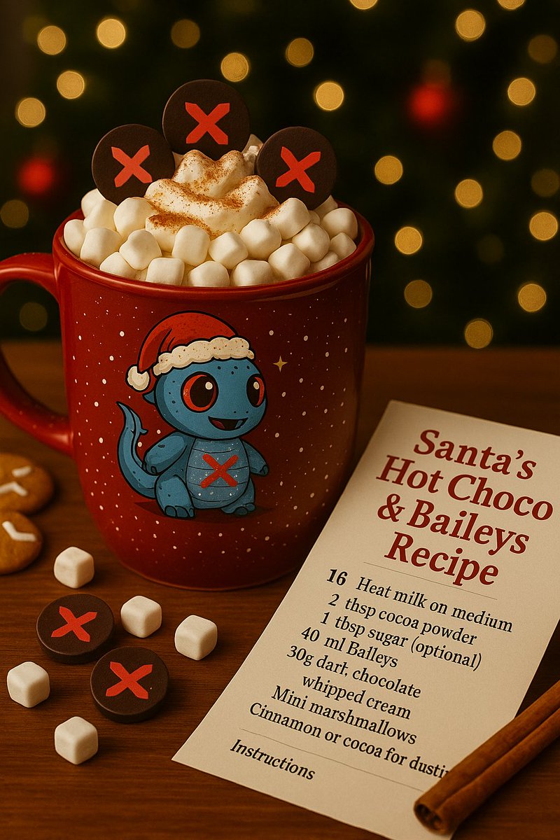 Hey Santa, here’s my personal Xmas drink to get warm &amp; cozy: 🎄🍹

-250 ml whole milk (or oat milk)
-2 tbsp cocoa powder
-1 tbsp sugar (optional)
-40 ml Baileys
-30 g dark chocolate (melted or chopped)
-Whipped cream
-Mini marshmallows

#XBorgChristmas #XBorgCommunity