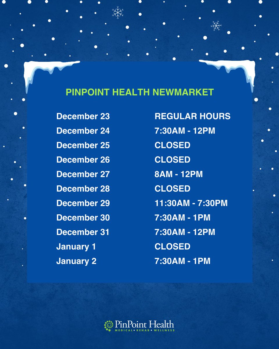 PinPoint_Health's tweet image. (3/4) The holidays are fast approaching. Be sure to check our updated holiday hours before you visit any of our locations, and click the link below to learn more. 

bit.ly/3FQtNDH