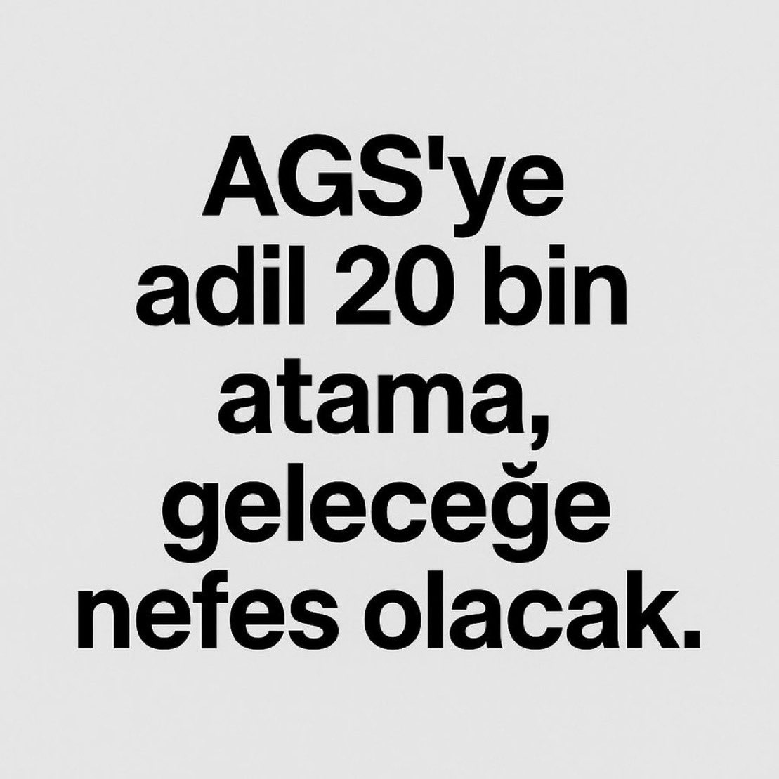 10 bin atama, mevcut atama bekleyen aday sayısı düşünüldüğünde kesinlikle yetersizdir. AGS için en az 20 bin atama yapılması adil ve gerekli olandır.
#MaliyeAGSyeAdil20Bin
<a href="/RTErdogan/">Recep Tayyip Erdoğan</a> <a href="/HMBakanligi/">T.C. Hazine ve Maliye Bakanlığı</a> <a href="/Yusuf__Tekin/">Yusuf Tekin</a> <a href="/memetsimsek/">Mehmet Simsek</a>