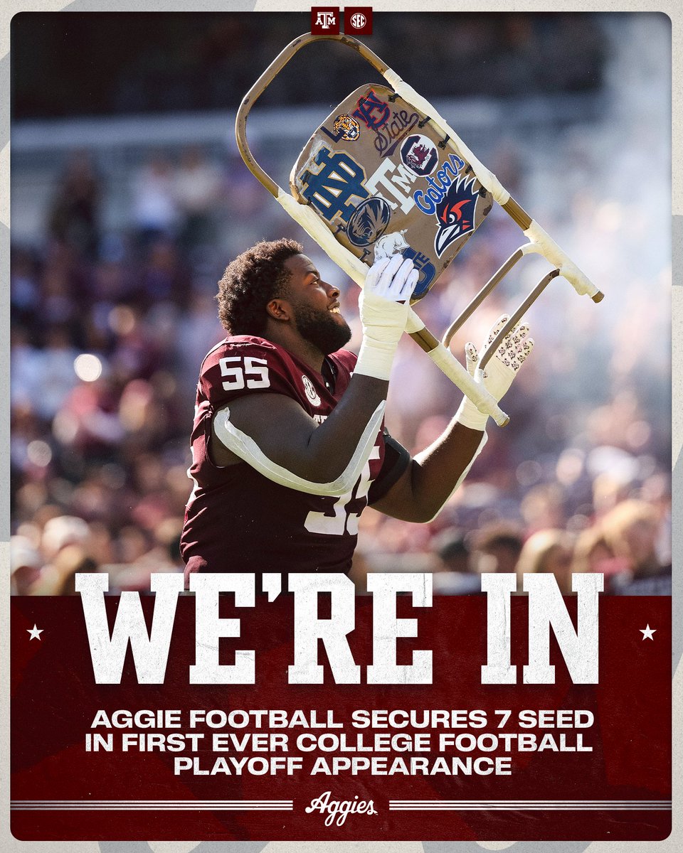 OFFICIAL. <a href="/AggieFootball/">Texas A&M Football</a> is playoff bound.