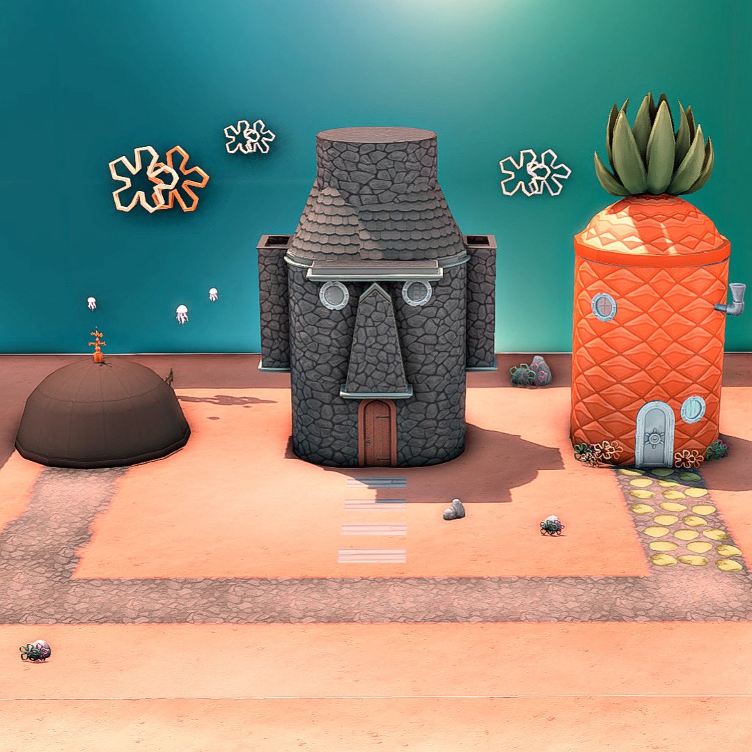 … Never thought i would build something like this but here are the houses of SpongeBob, Squidward &amp; Patrick.🧽 
I hope you like it!

| No CC.☁️
| Stop Motion Speed build: m.youtube.com/watch?v=S8Sj7I…

#TheSims4 #ShowUsYourBuilds <a href="/TheSims/">The Sims</a> <a href="/SpongeBob/">SpongeBob</a>