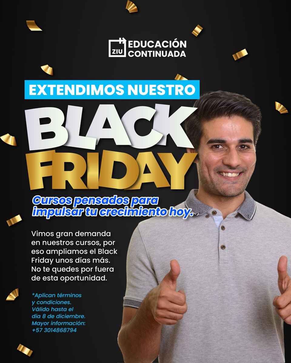 🚀 ¡Extendimos el Black Friday!
Aún puedes acceder a cursos online para impulsar tu crecimiento.
✨ Válido hasta el 8 de diciembre.
📲 Info: +57 3014868794