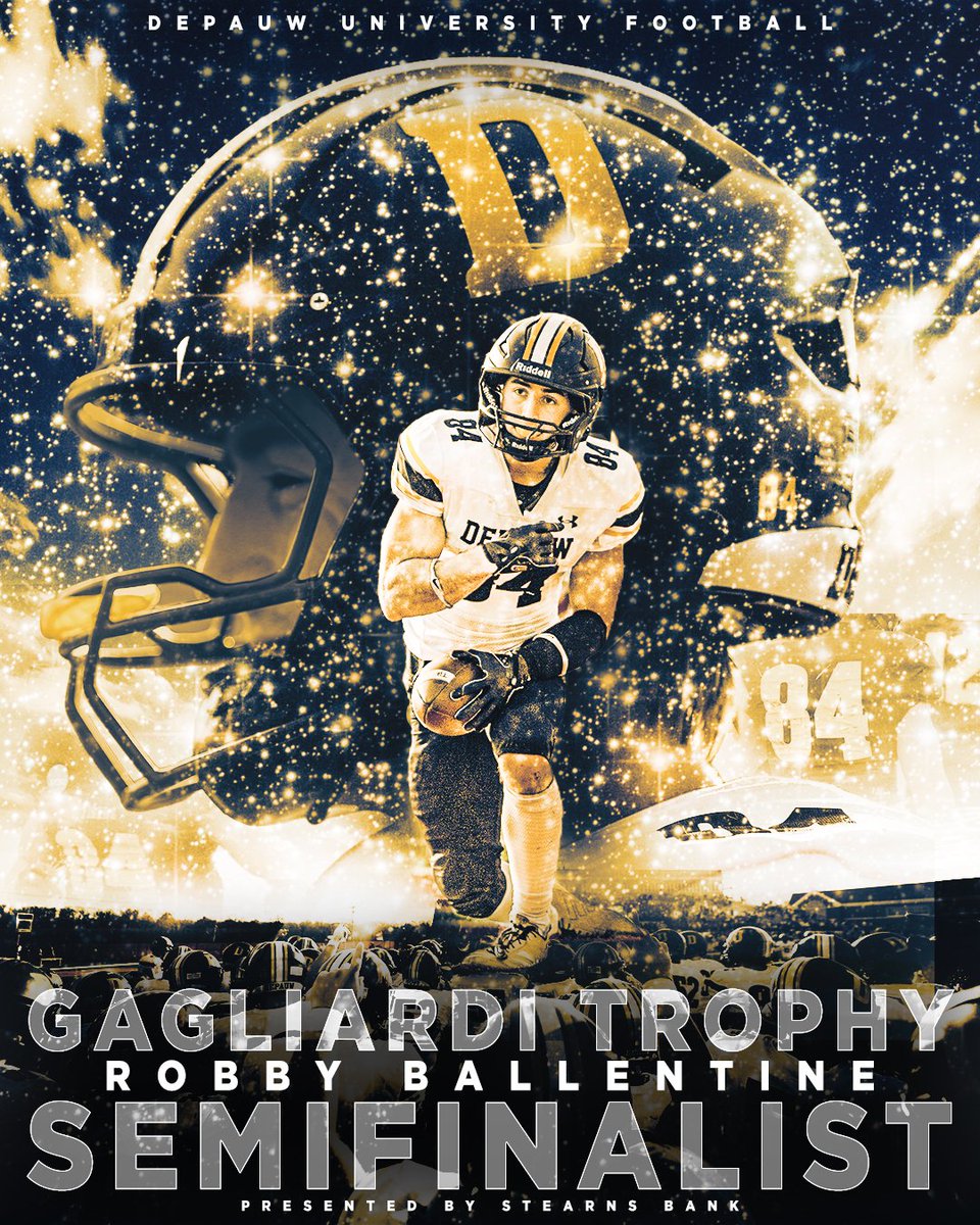 SEMIFINALIST

One of just 15 nationwide - and the only DIII Campbell Trophy finalist - Robby Ballentine continues to shine on and off the field.  Finalists will be announced Dec. 18 on D3football.com

#TeamDePauw #d3fb