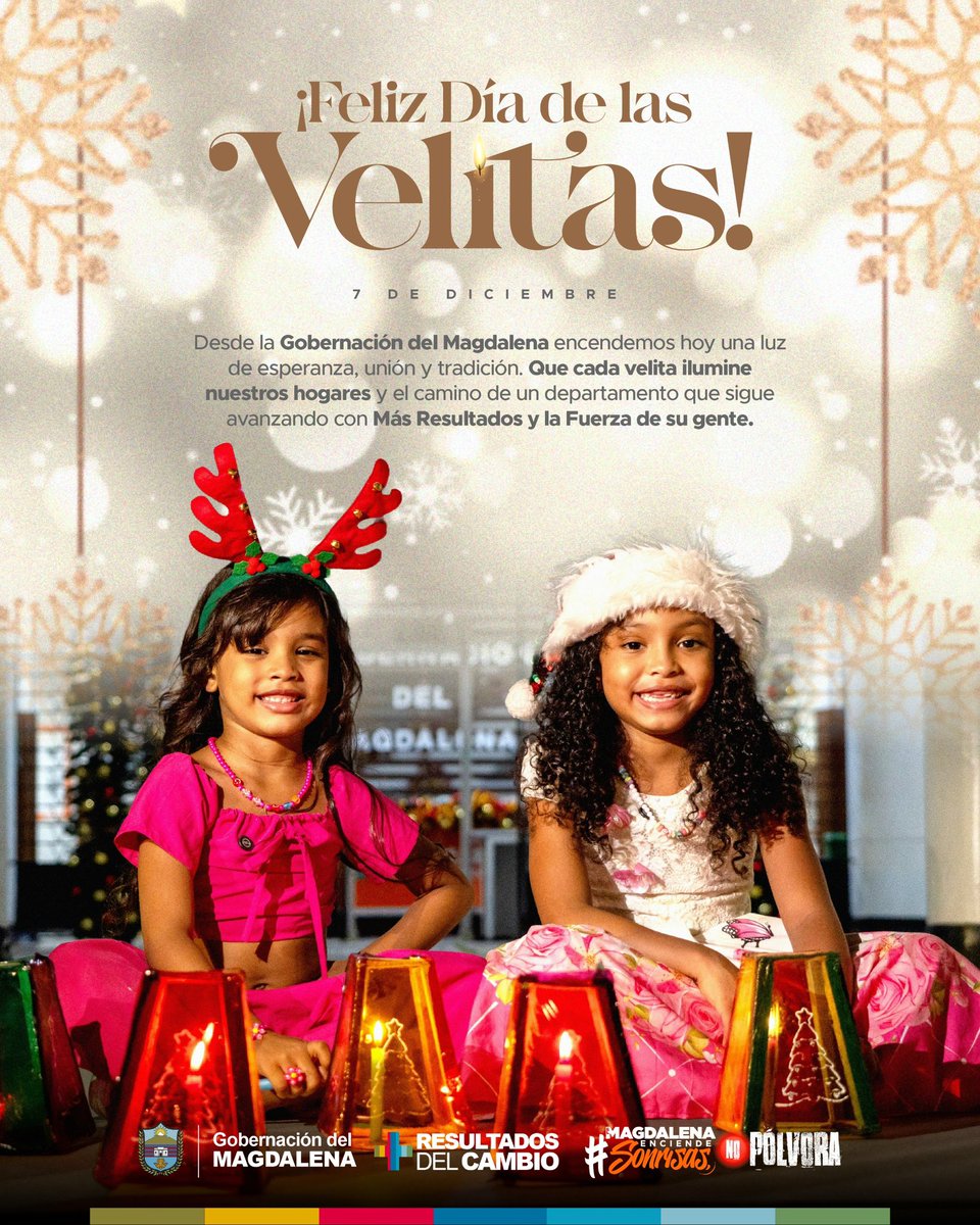 MagdalenaGober's tweet photo. 🕯️¡Feliz Día de las Velitas! Que cada velita ilumine nuestros hogares y el camino de un departamento que sigue avanzando con Más Resultados. 

Hoy acompañemos a nuestros niños en esta tradición, cuidando siempre su integridad y promoviendo el no uso de la pólvora. https://t.co/iaHYOb3j4S