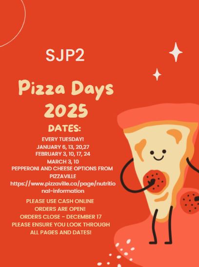 Pizza Orders for the New year need to be in by December 17th! Order on SchoolCash Online