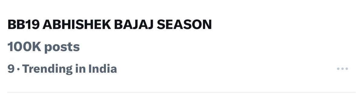 UndefinedEagle's tweet photo. Trophy nahi jiti to kya hua, Is season ka champion to hai apna Bajaj !! 

100K Complete For @Humarabajaj6 !! 

That’s the power of neutrals for their champion of #BiggBoss19 🏆 

BB19 ABHISHEK BAJAJ SEASON
#AbhishekBajaj • #BiggBoss • https://t.co/aKudryxZE7