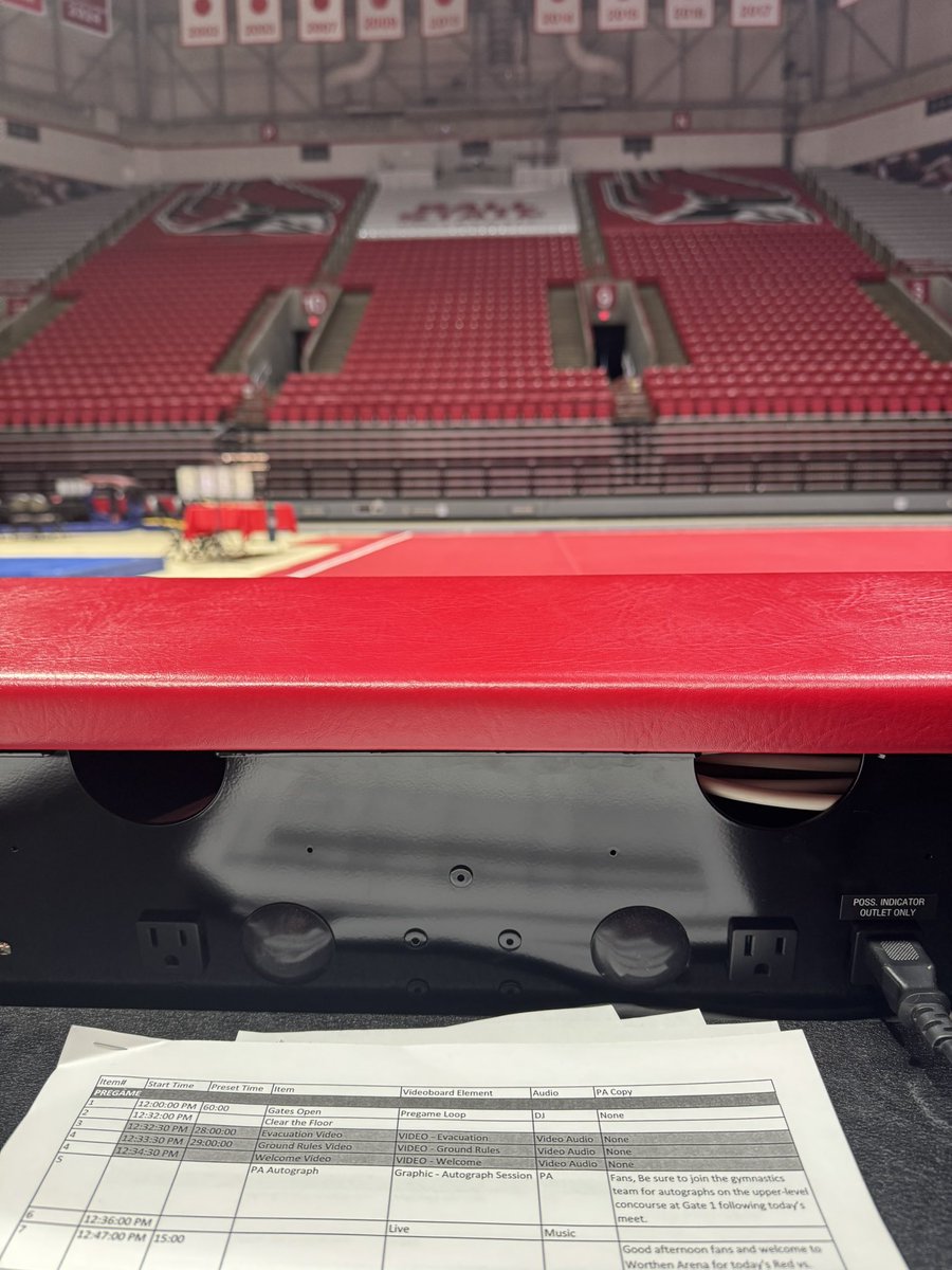I have a different view this afternoon. I’ll be the PA Announcer for today’s <a href="/BallStateGYM/">Ball State Gymnastics</a> Red vs White Scrimmage.