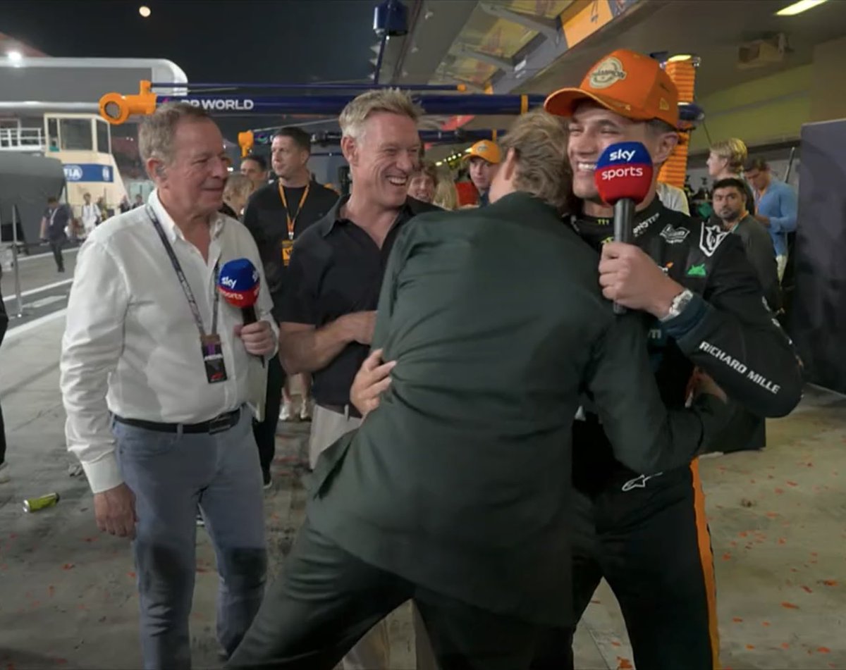 ScenarioSeven's tweet photo. nico rosberg with a HUGE hug for lando 😁 https://t.co/1esXWfJXWi
