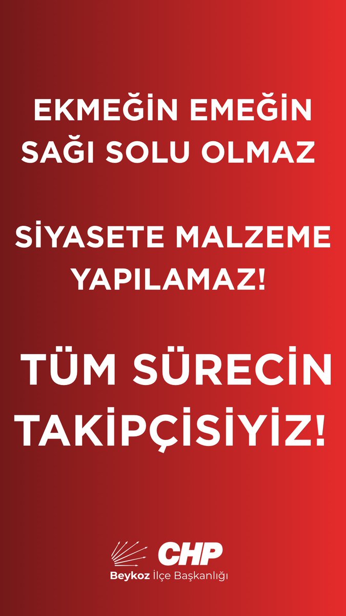 Emeğin onurunu savunmak ve Beykozluların alın terine karşı yapılan hak gasplarına karşı durmak için sonuna kadar mücadele edeceğiz.

#BeykozBelediyesindeEmekçiKıyımı 
#BurdayızVarız

CHP Beykoz İlçe Başkanlığı