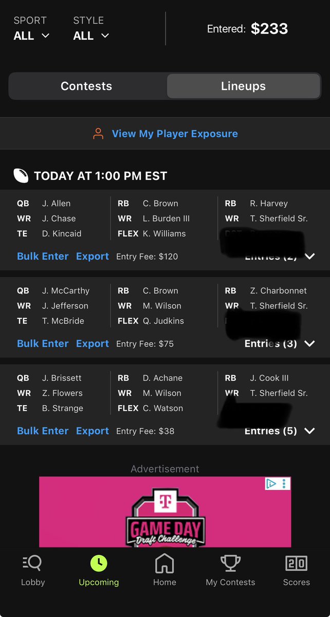 DFSTrashTalk's tweet photo. #FanDuel #FreePlay #DraftKings GPP core 🔥💰😎 let’s get this bag today! You know who the builds are by 🎄🎄🎄. #Sunday #SundayFunday #NFL #FF #Football #FantasyFootball #DFS https://t.co/Svp3IzuVT2