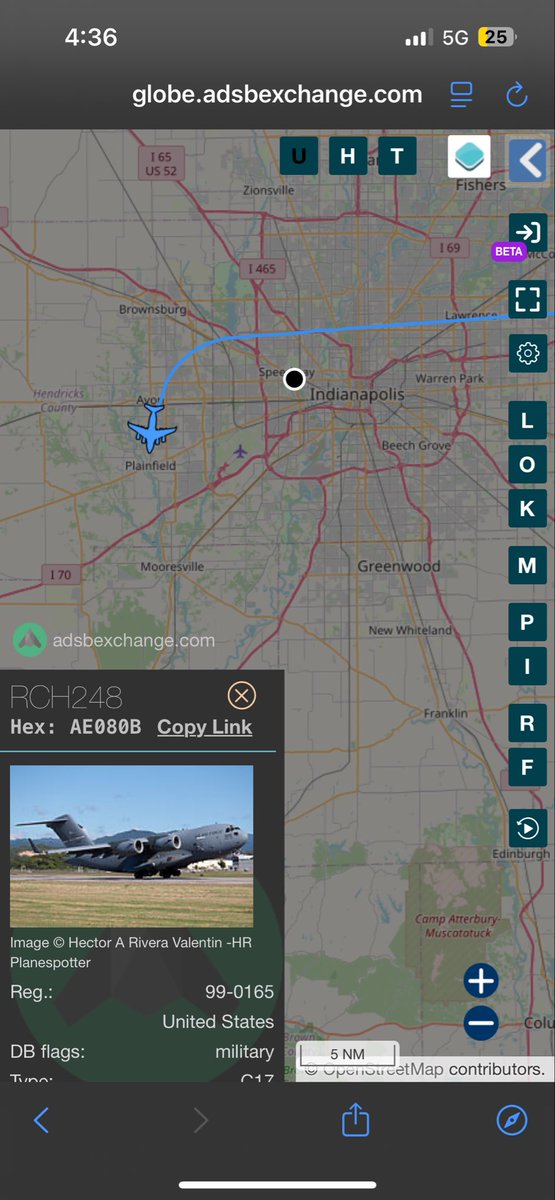 indyspotter_'s tweet photo. βRCH248β
US Air Force C-17 over Indy at FL24, Friday.
#AE080B / 99-0165
KFFO -> KHOP
@sipjack1776 https://t.co/yk8maQSirg